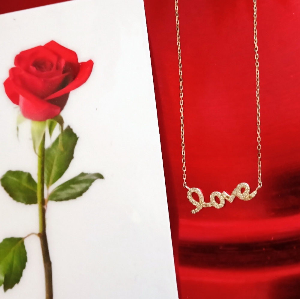 ♥️Sterling Silver 925 CZ "Love" Necklace♥️